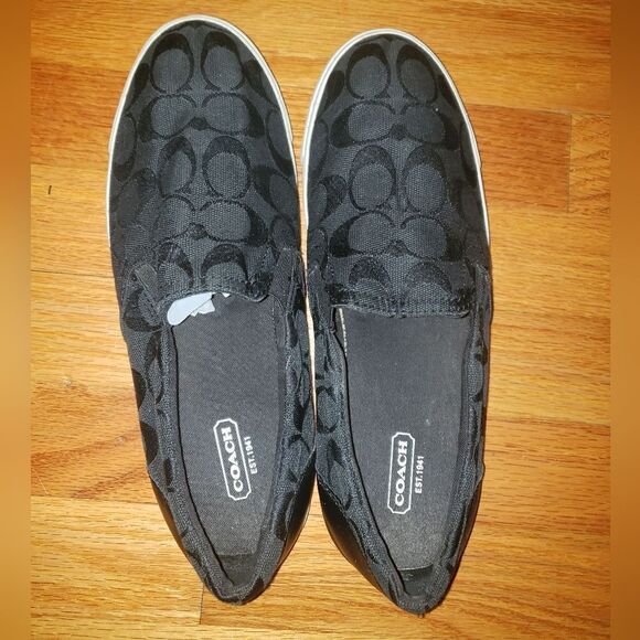 Coach Jaquard Alegra Black Slip-On Flats - Picture 5 of 7
